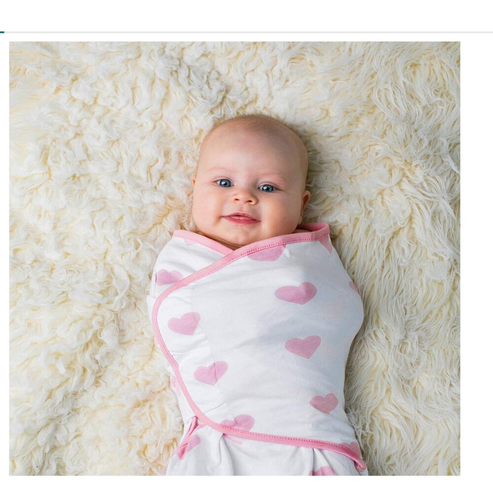 🐥 Ziggy Baby - 0-3M Pink Heart Baby Swaddle Blanket